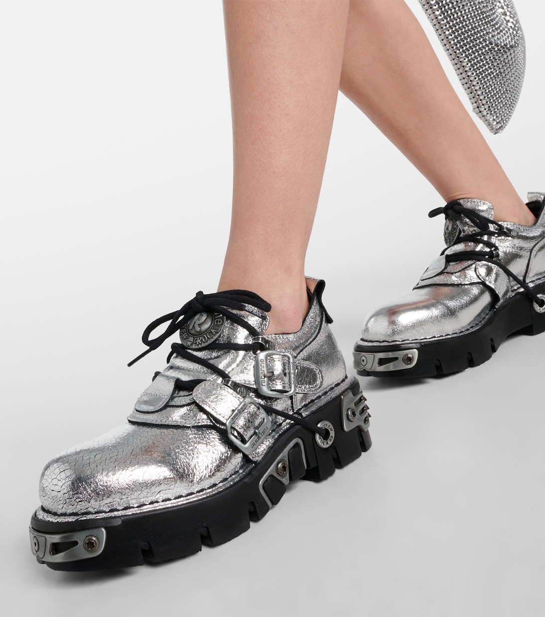 x New Rock - Sneakers in pelle metallizzata | Rabanne