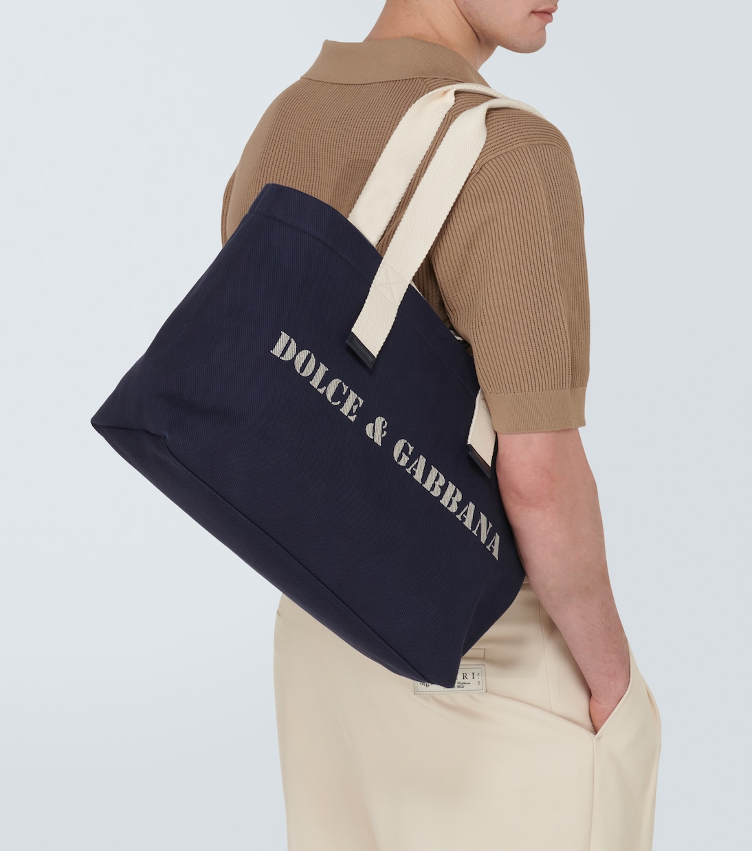 Logo leather-trimmed tote bag | Dolce&Gabbana