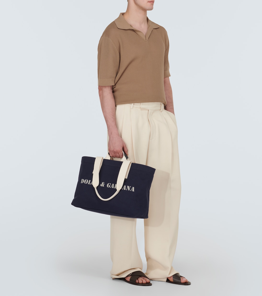 Logo leather-trimmed tote bag | Dolce&Gabbana