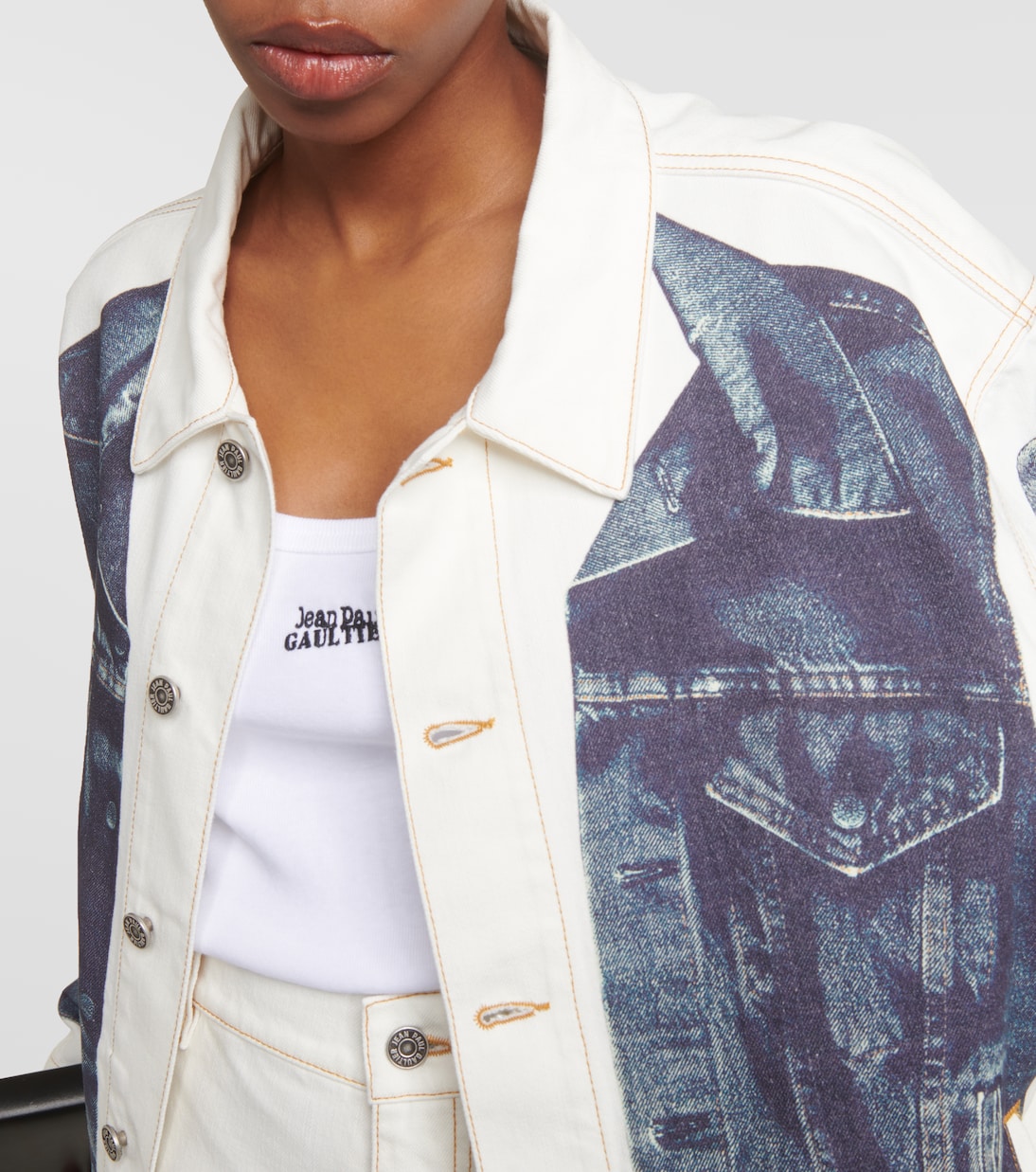 Tattoo denim jacket in multicoloured - Jean Paul Gaultier