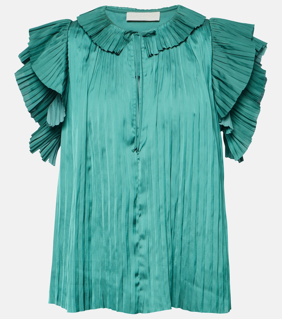 Elli pleated ruffled satin blouse  | Ulla Johnson