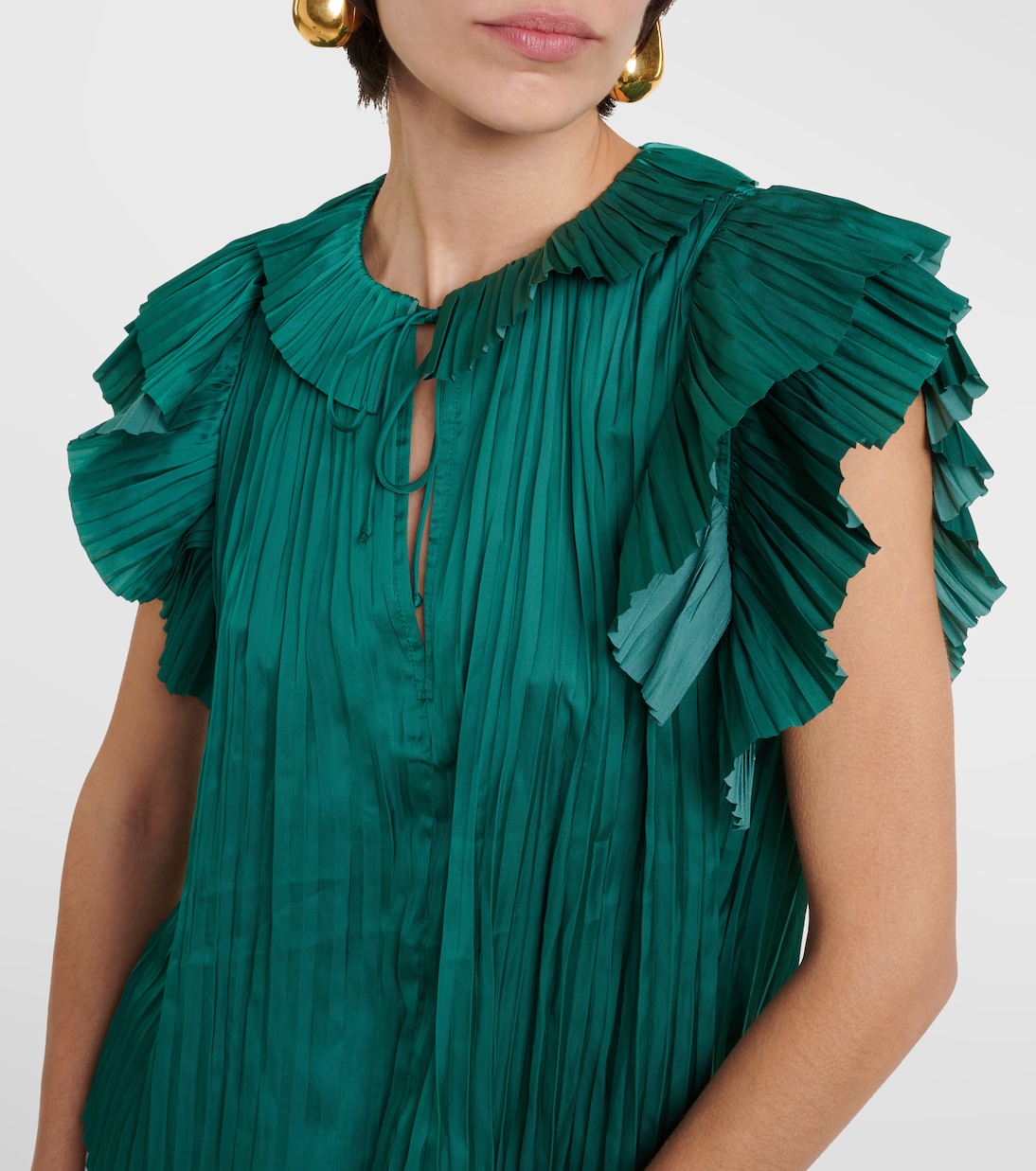 Elli pleated ruffled satin blouse  | Ulla Johnson
