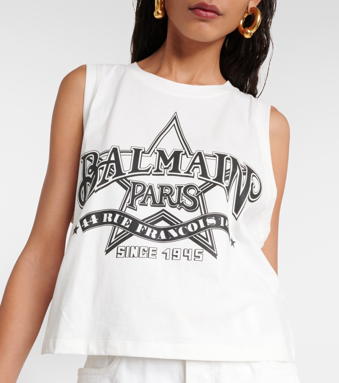 Crop top de jersey de algodón | Balmain