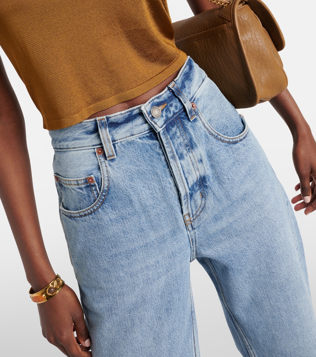 Jeans de Corte Alto y Pierna Ancha Saint Laurent para Jóvenes Modernos