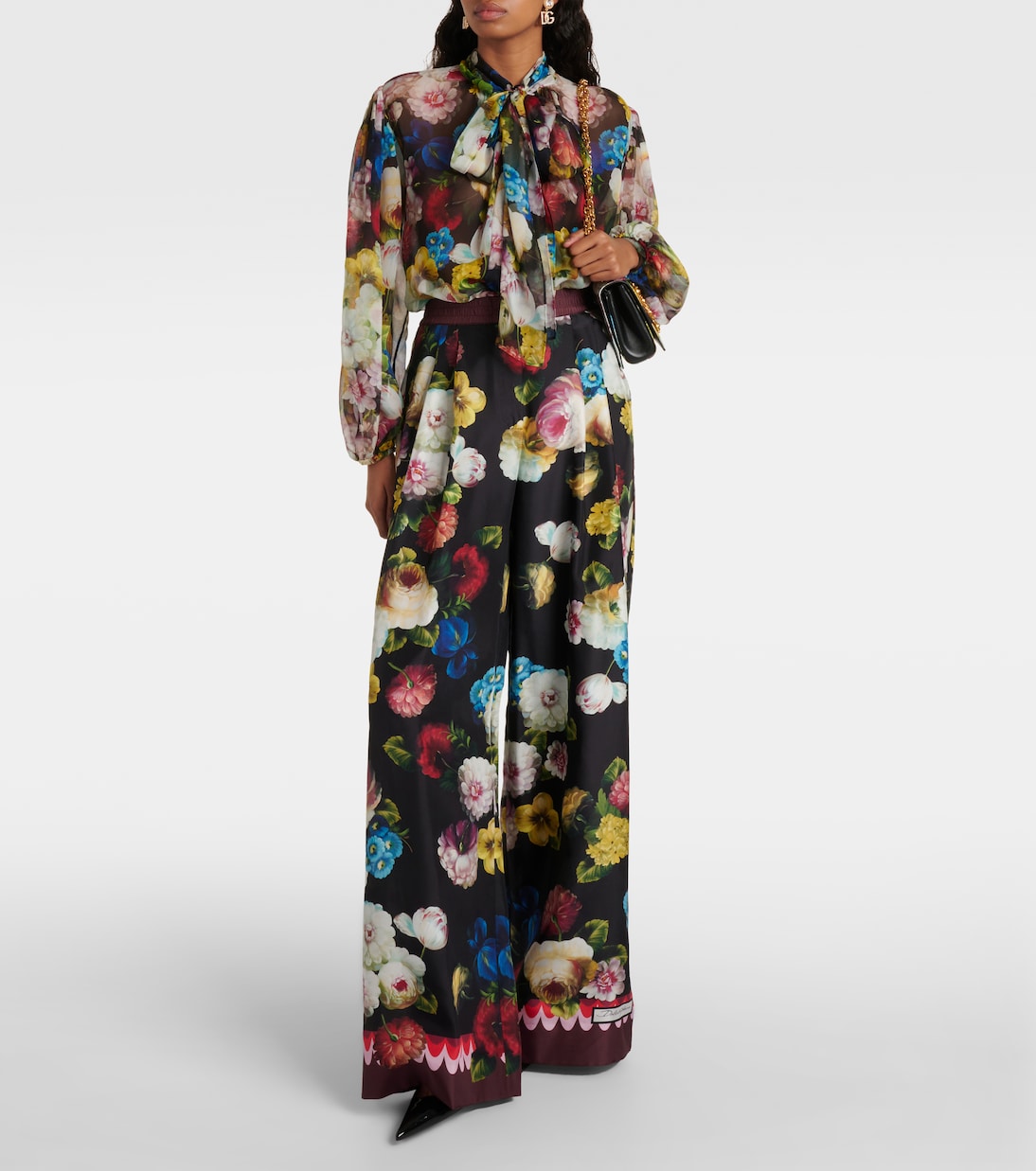 Weite High-Rise-Hose aus Seide | Dolce&Gabbana