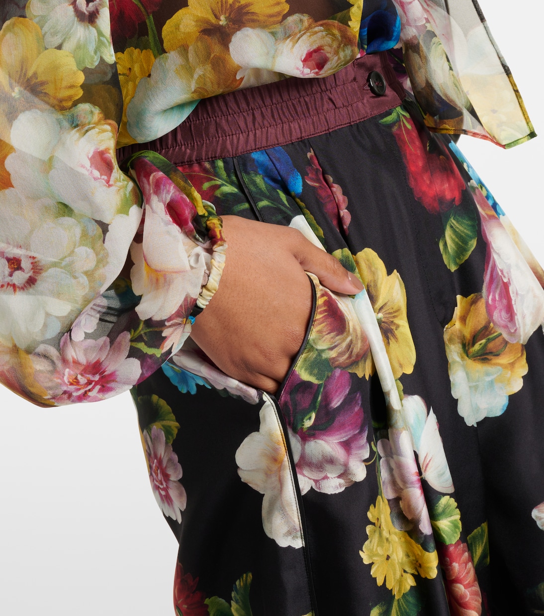 Weite High-Rise-Hose aus Seide | Dolce&Gabbana