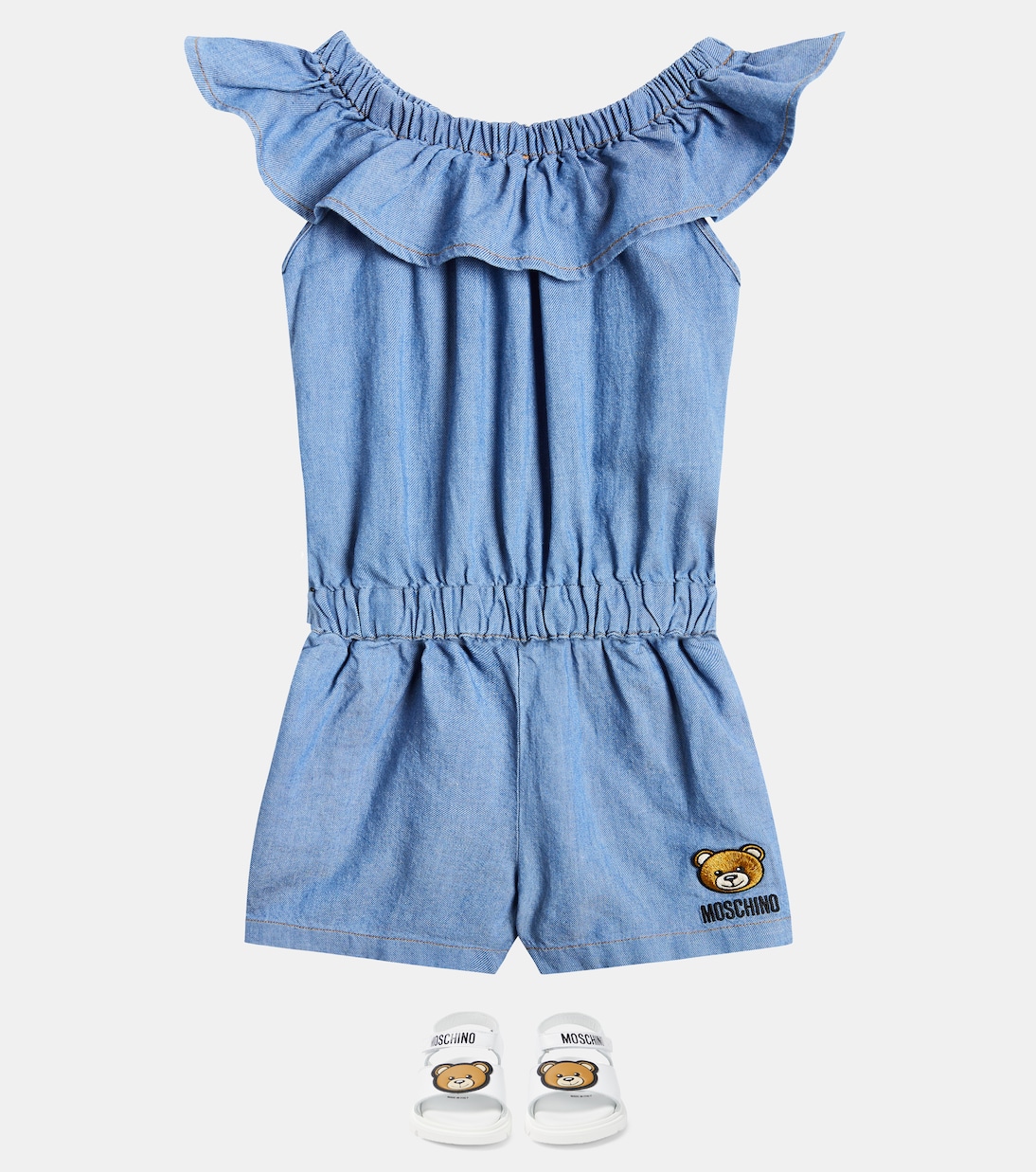 Mono de denim bordado | Moschino Kids