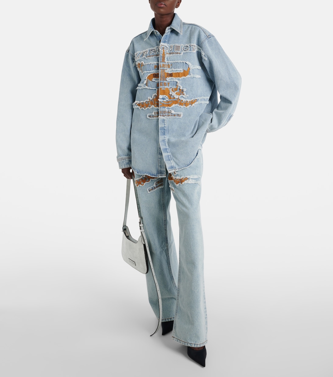 Jeans a gamba larga e vita alta con logo | Y/Project