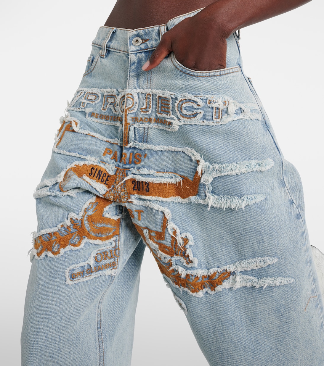 Jeans a gamba larga e vita alta con logo | Y/Project