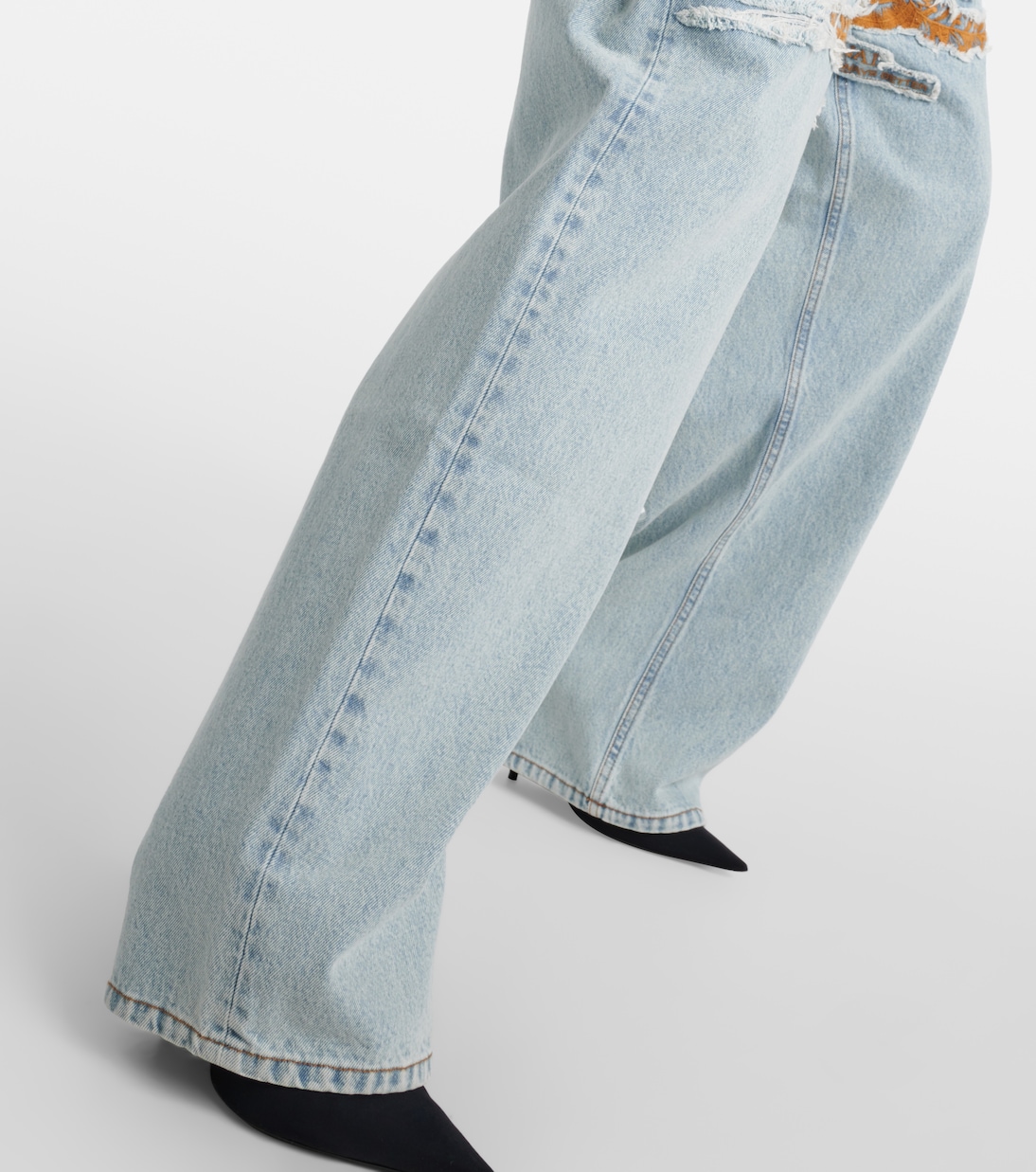 Jeans a gamba larga e vita alta con logo | Y/Project