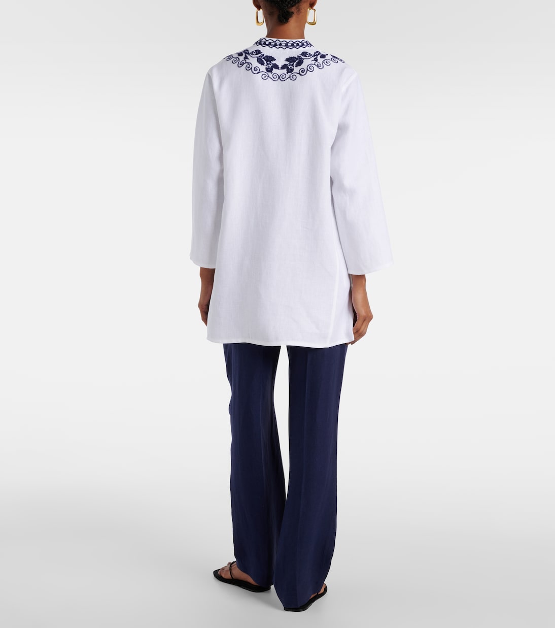 Bestickter Kaftan Sophia aus Leinen | Loro Piana