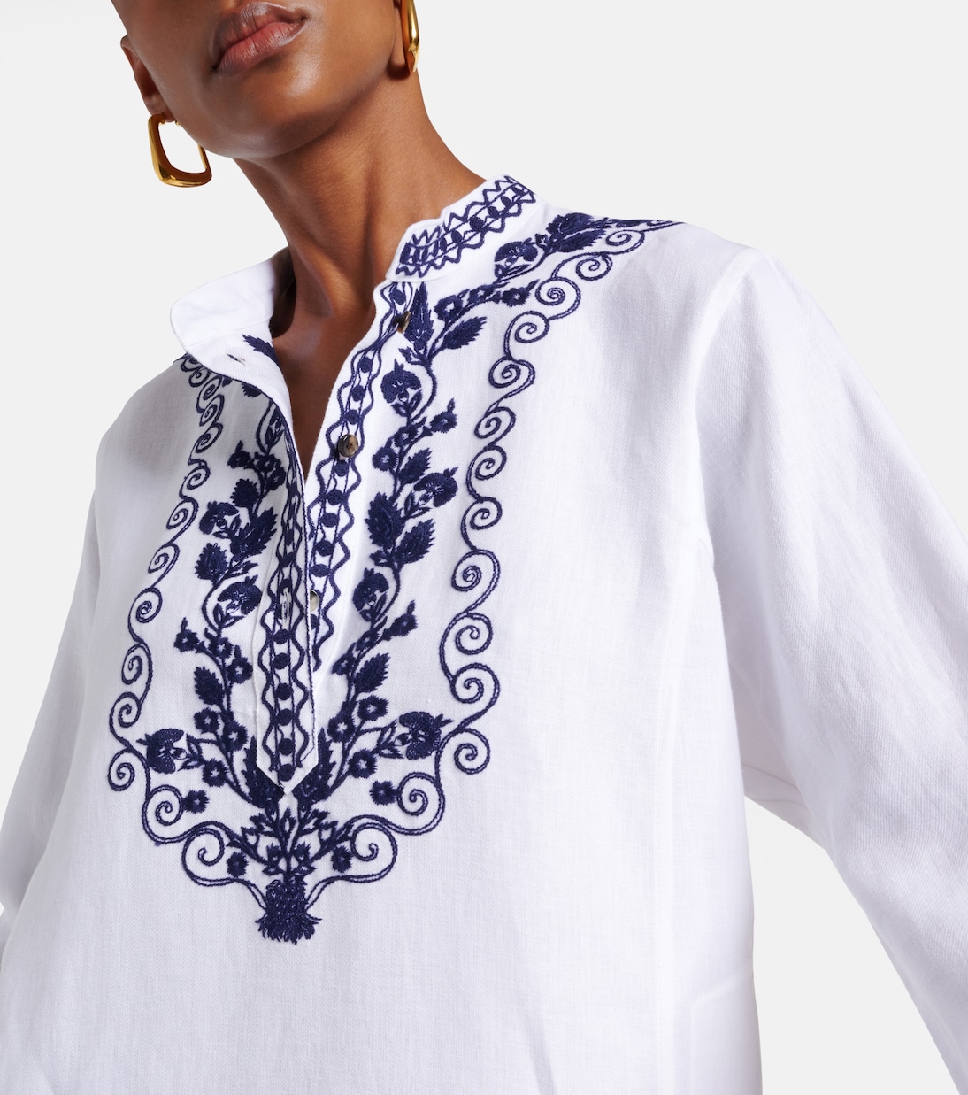 Bestickter Kaftan Sophia aus Leinen | Loro Piana