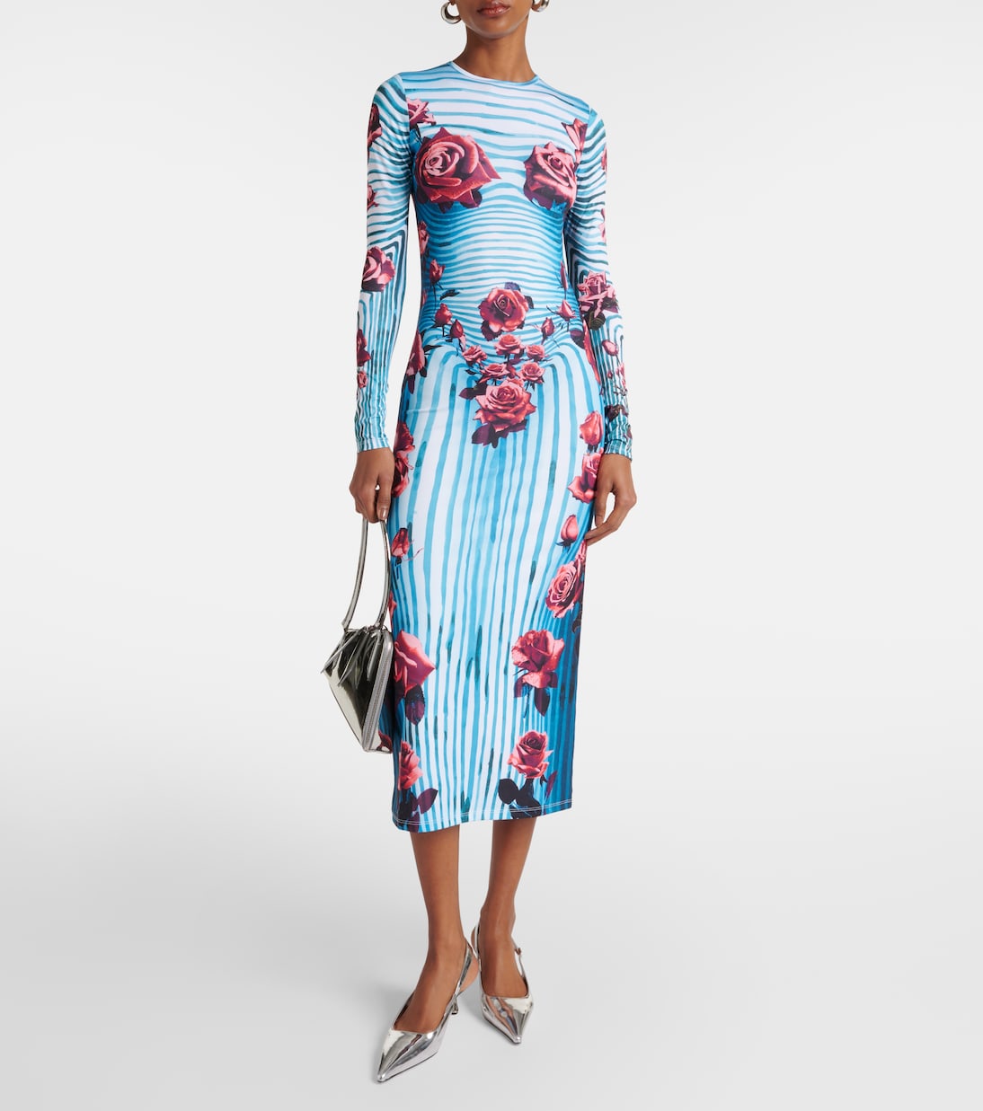 Abito midi in jersey con stampa floreale | Jean Paul Gaultier