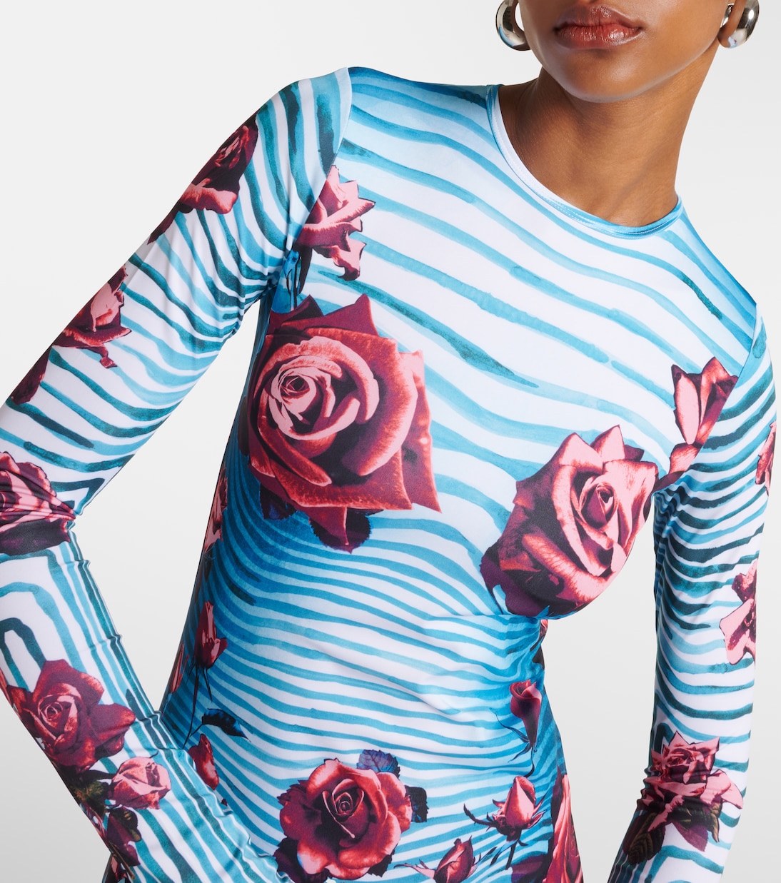 Abito midi in jersey con stampa floreale | Jean Paul Gaultier