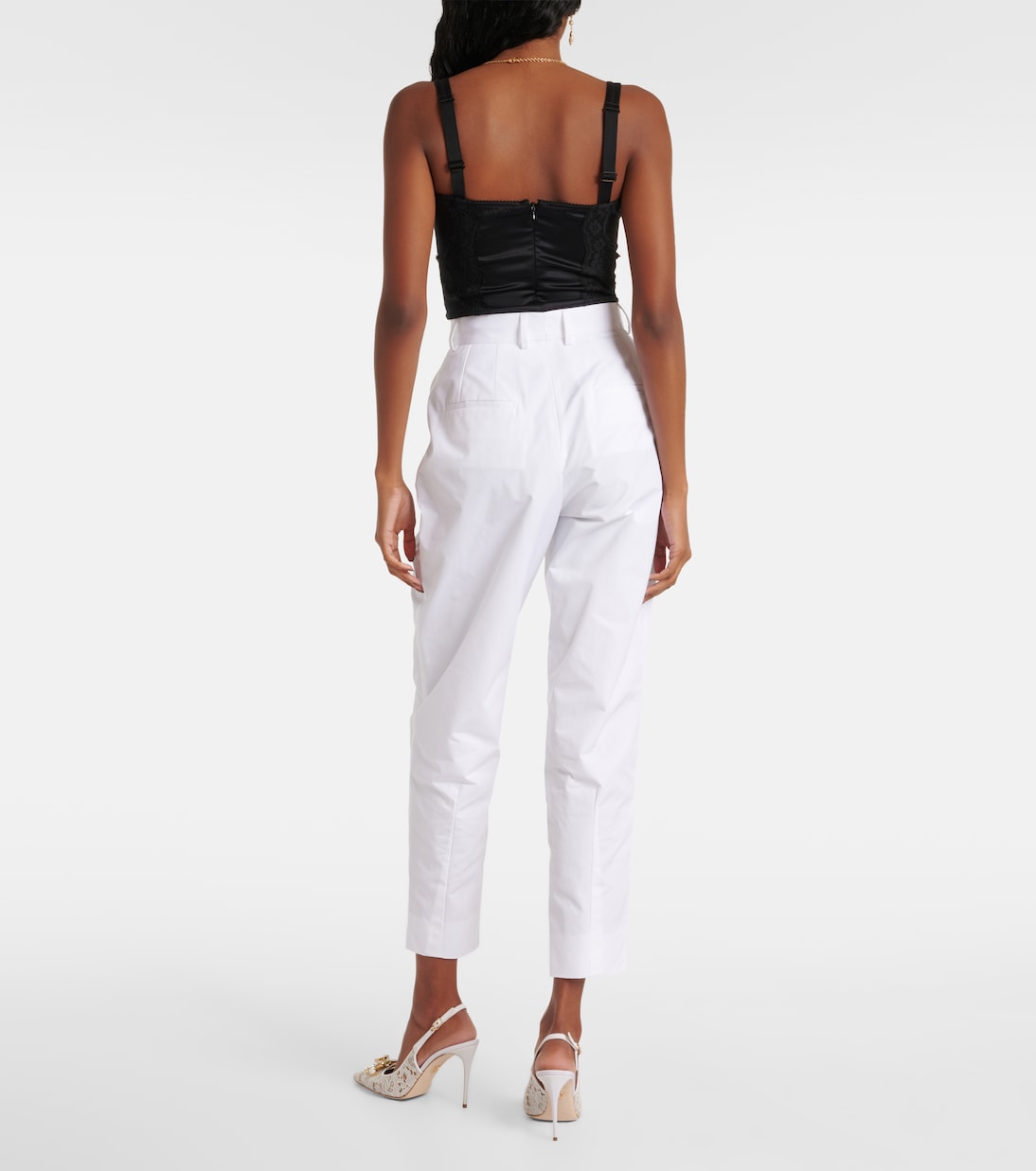 Gerade High-Rise-Hose aus Baumwolle | Dolce&Gabbana
