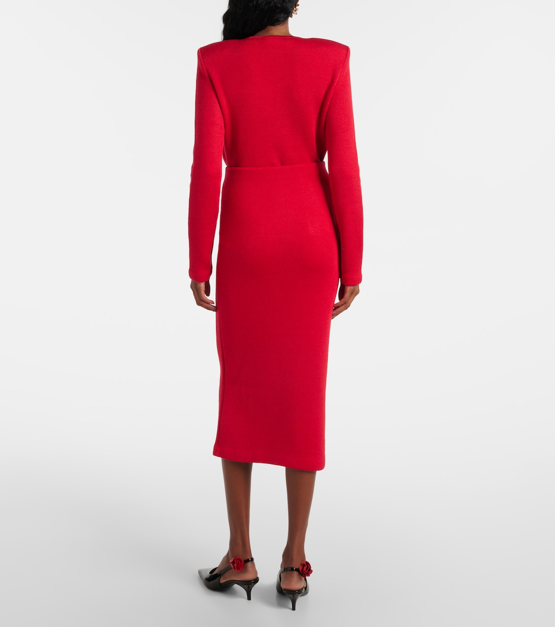 Embellished knitted midi skirt | Self-Portrait