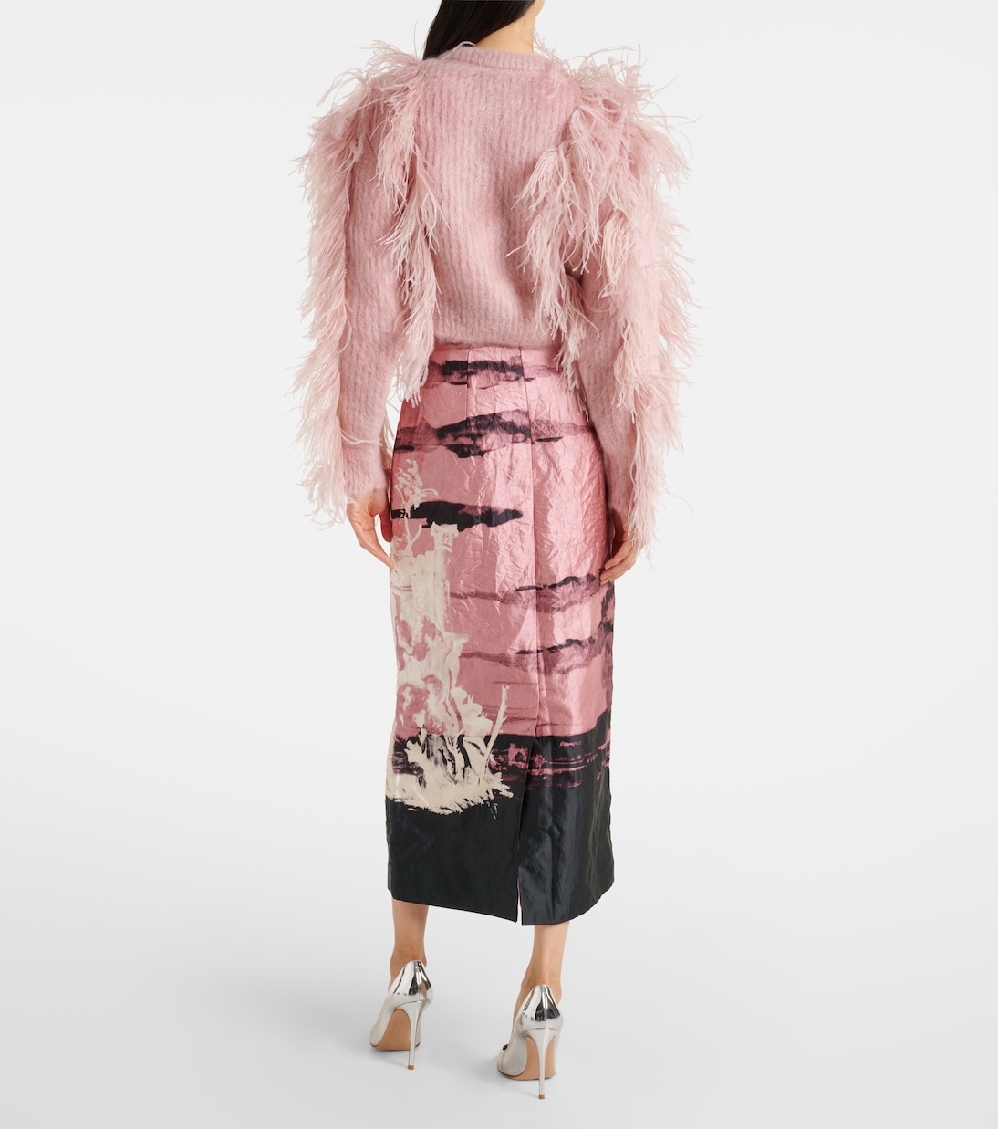 Cardigan in misto mohair con piume | Erdem