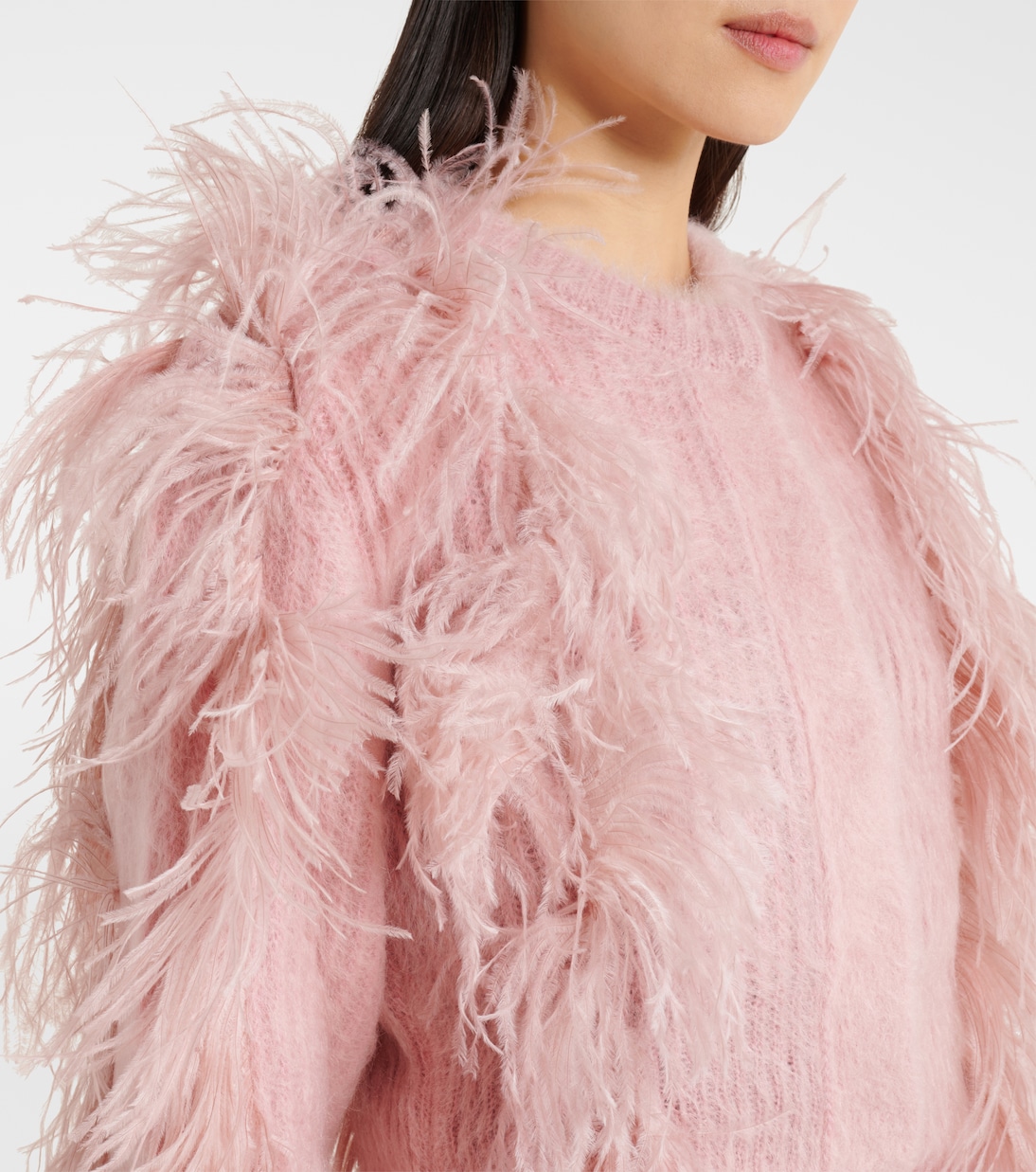 Cardigan in misto mohair con piume | Erdem