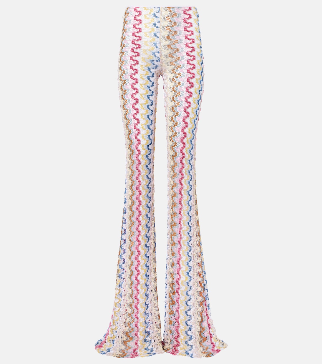 Pantalones flared metalizados de croché | Missoni