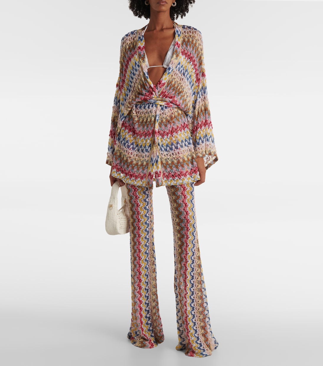 Pantalones flared metalizados de croché | Missoni