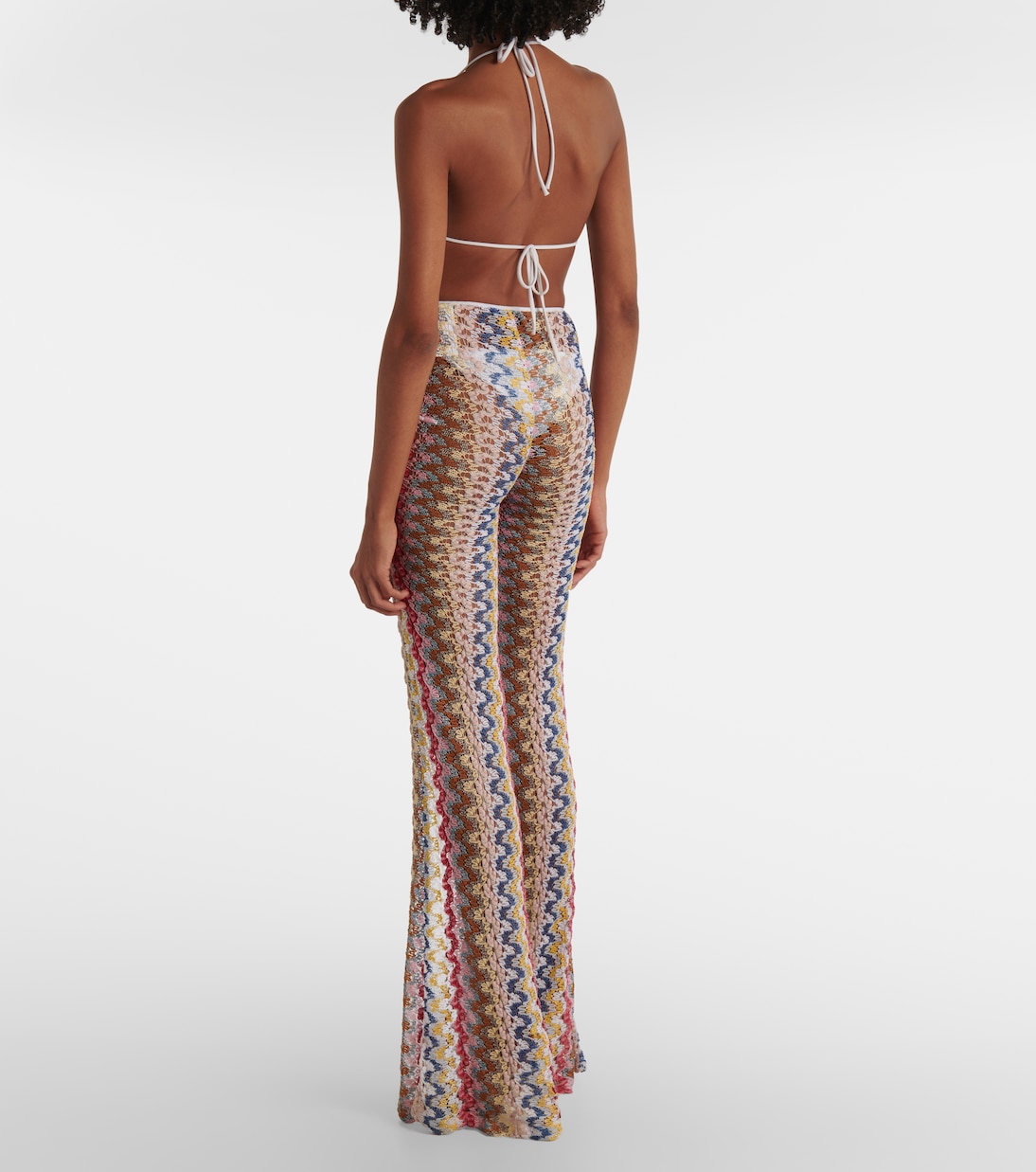 Pantalones flared metalizados de croché | Missoni