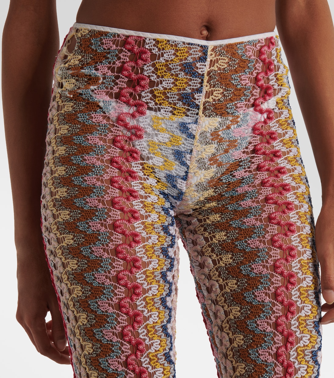 Pantalones flared metalizados de croché | Missoni