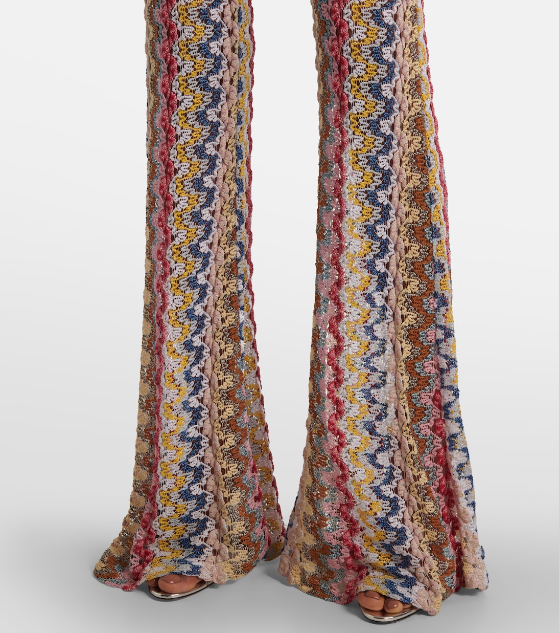 Pantalones flared metalizados de croché | Missoni