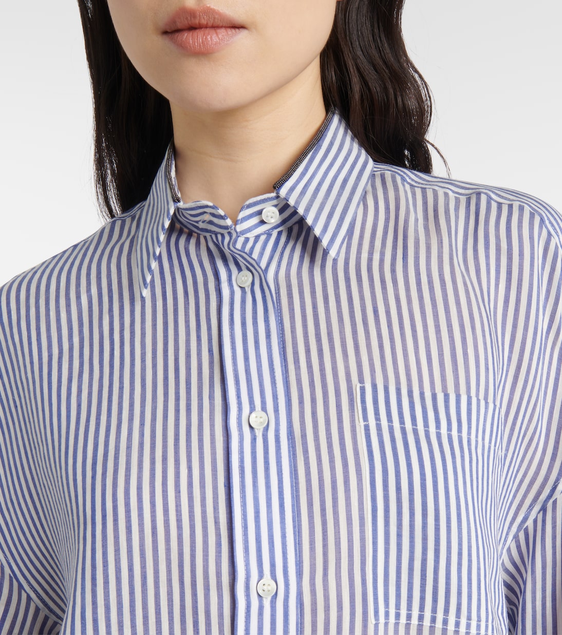 Chemise Monili en organza de lin et soie | Brunello Cucinelli