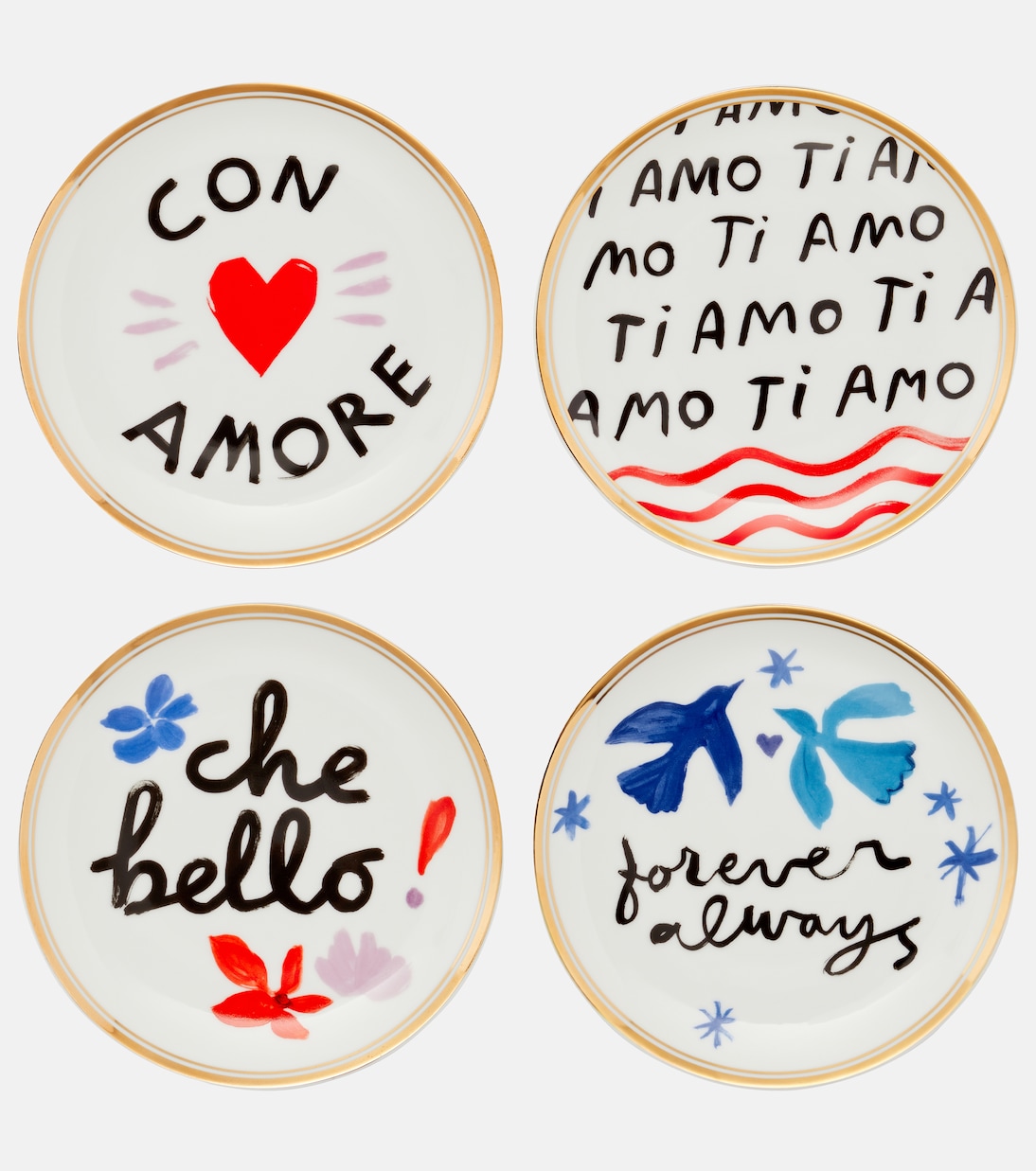 Love set of 4 dessert plates | Bitossi