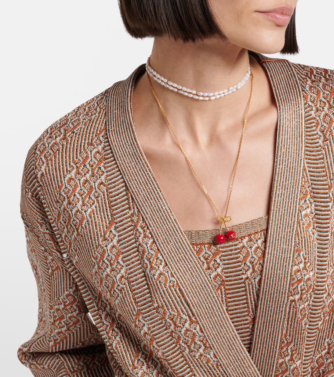 Cárdigan envolvente de lamé en jacquard | Valentino