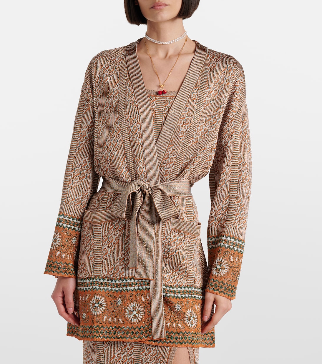Cárdigan envolvente de lamé en jacquard | Valentino