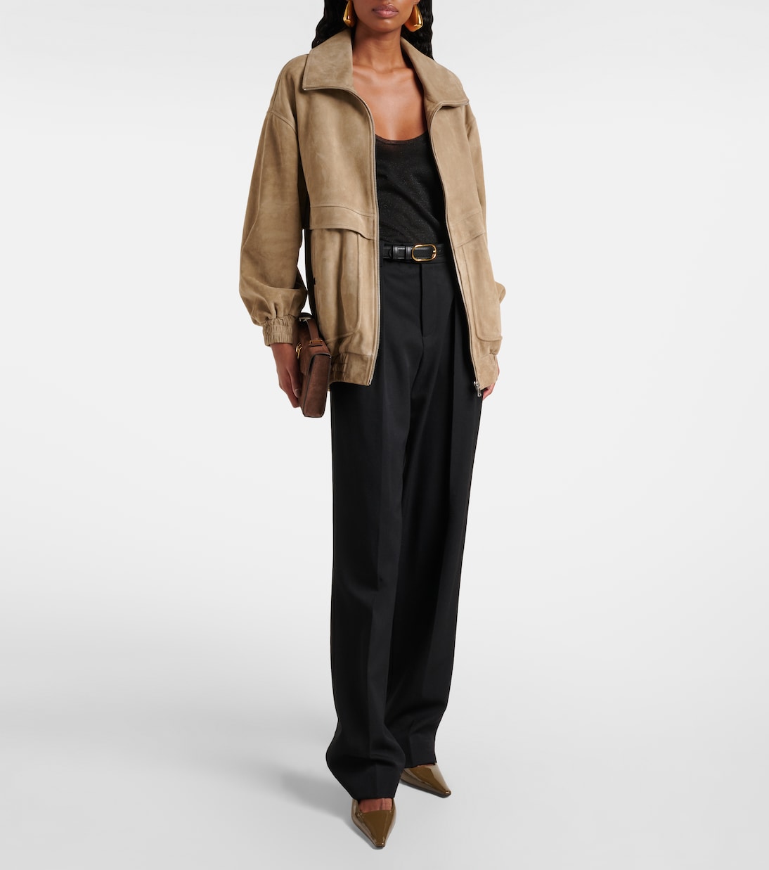 Bomber Beck in suede | Nour Hammour