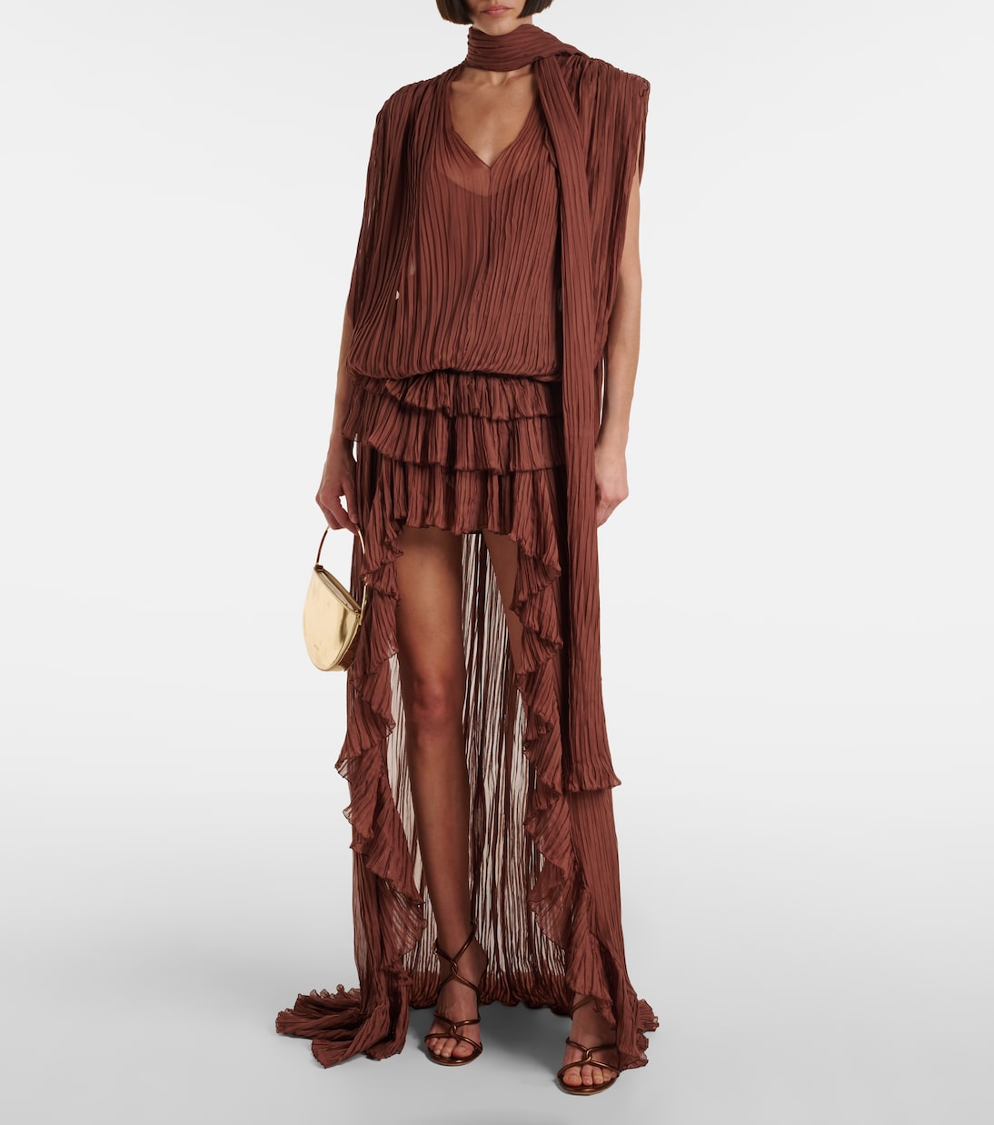 Plissé silk chiffon gown | Blumarine