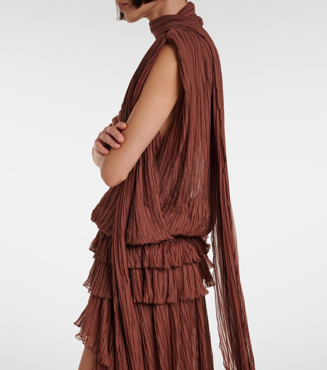 Plissé silk chiffon gown | Blumarine
