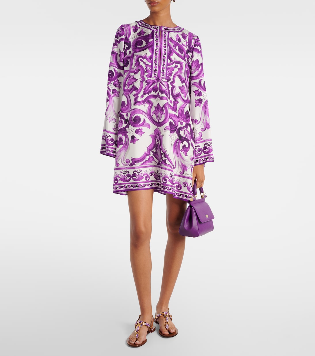 Miniabito Majolica in twill di seta | Dolce&Gabbana