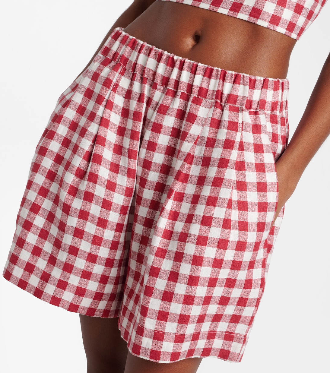 Gingham linen shorts | Asceno