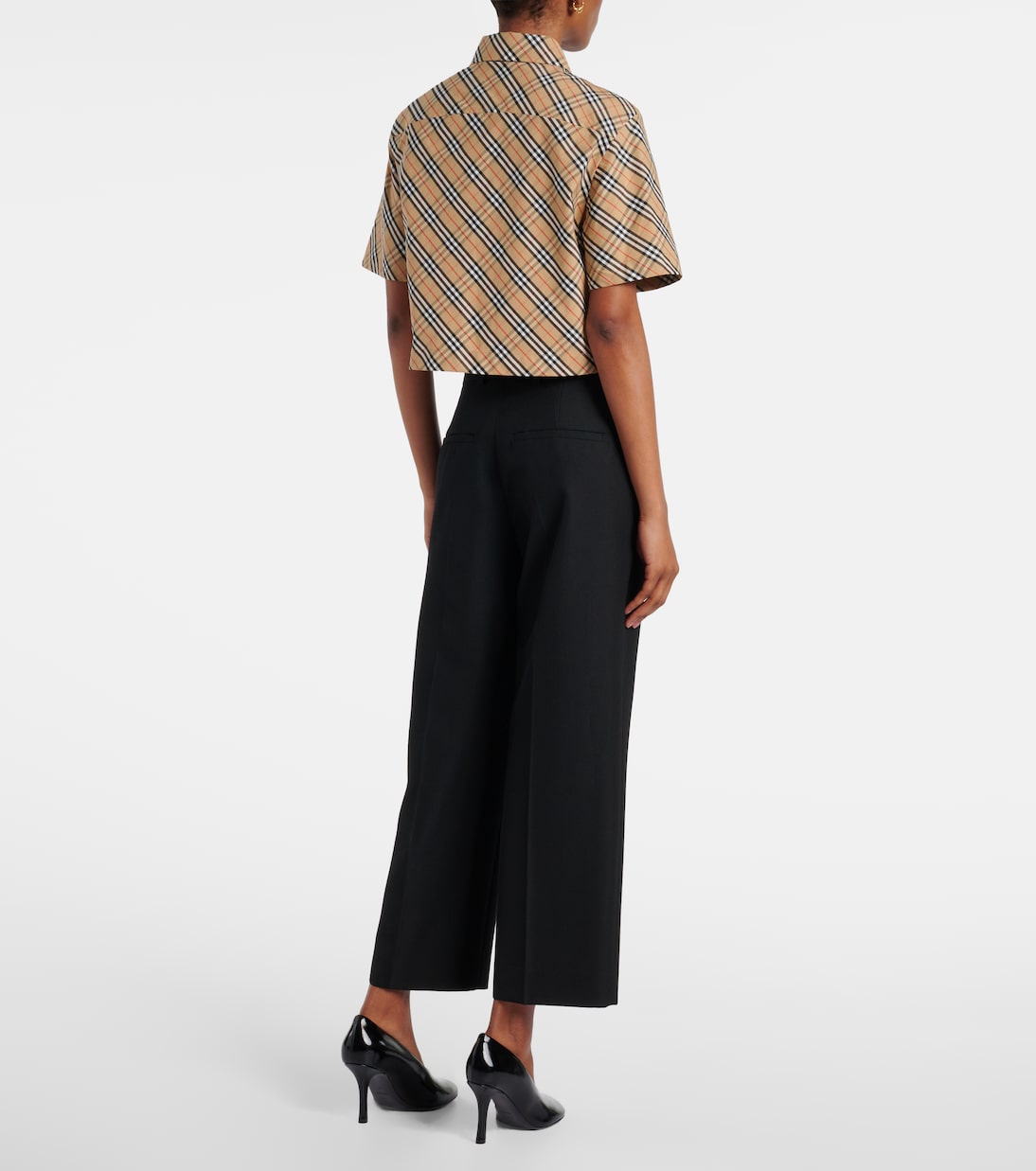 Camicia cropped in cotone Burberry Check | Burberry
