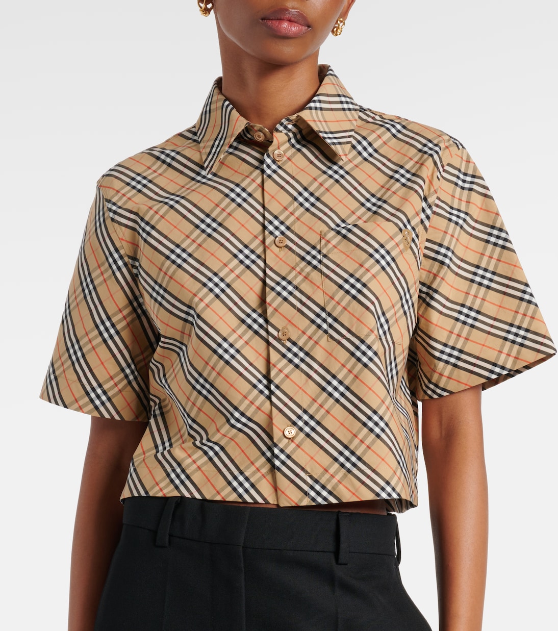 Camicia cropped in cotone Burberry Check | Burberry