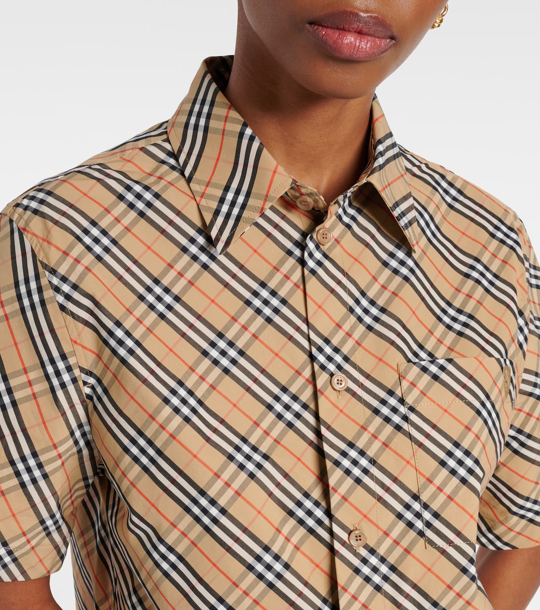 Camicia cropped in cotone Burberry Check | Burberry