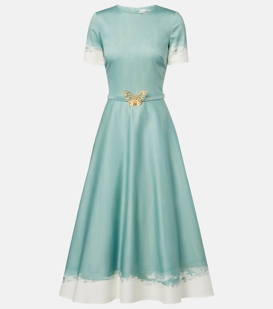 Embellished cotton-blend poplin midi dress | Oscar de la Renta