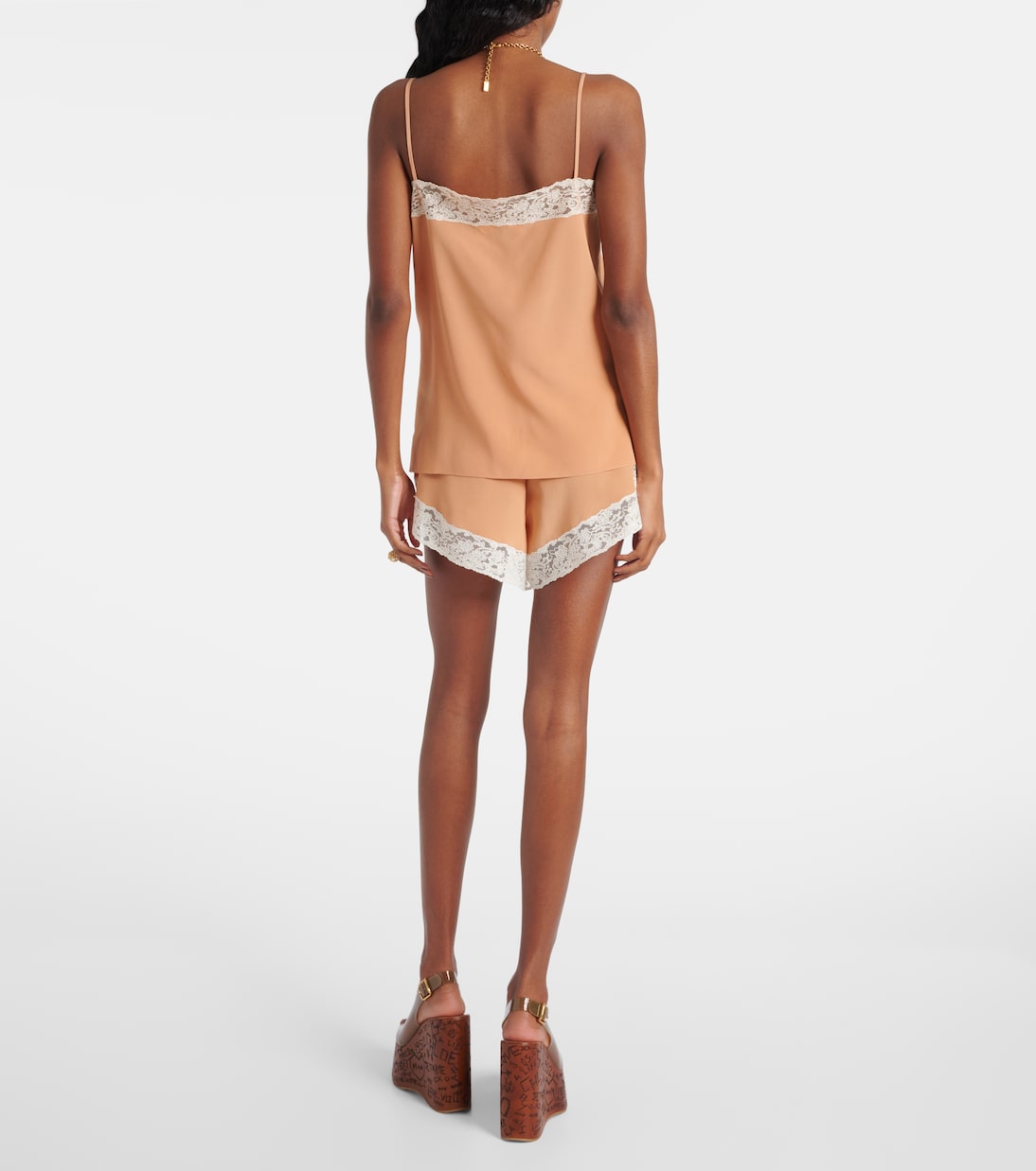 Top lencero de seda con encaje | Chloé