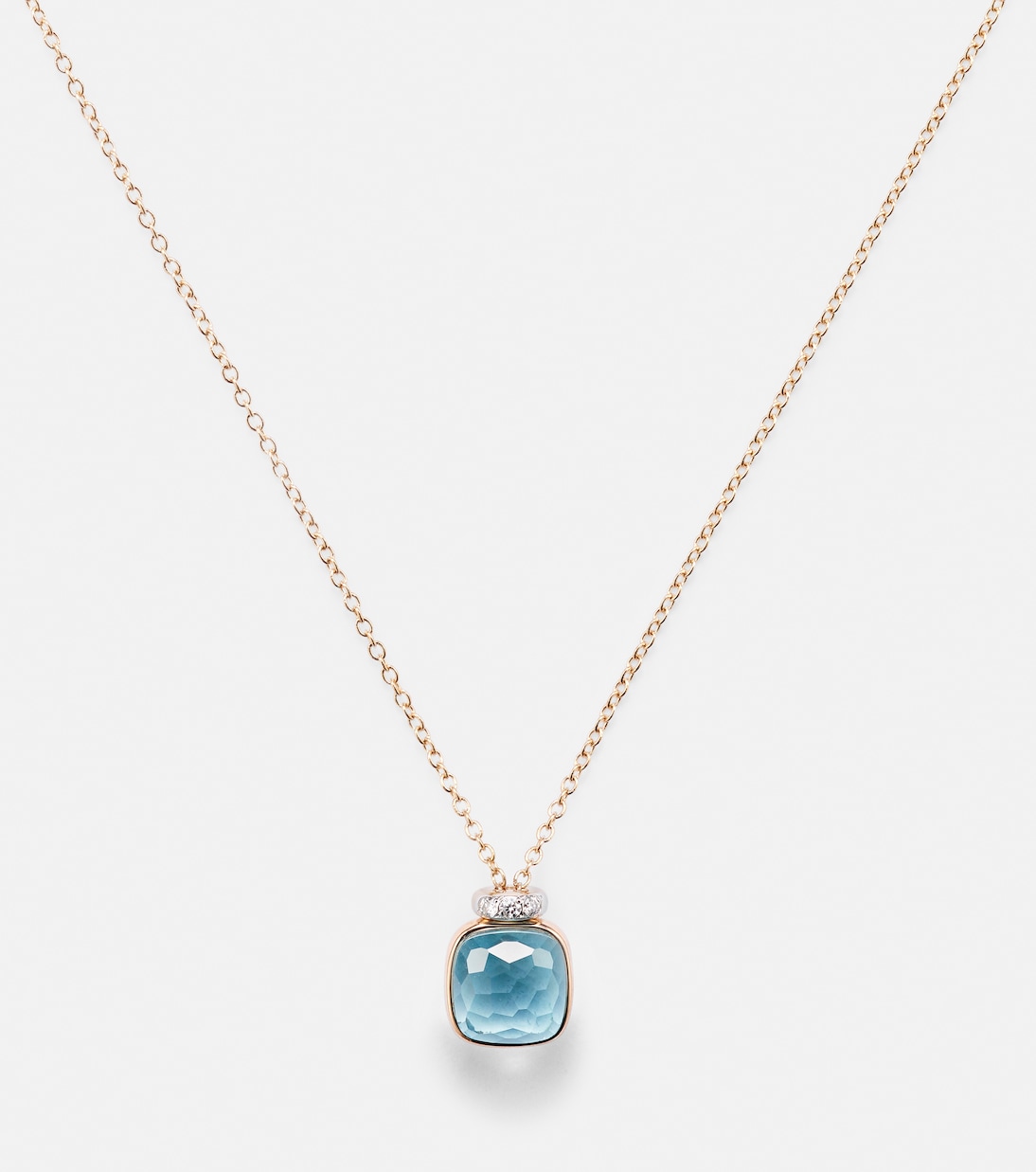 Nudo Mini 18kt rose gold pendant necklace with topaz and diamonds | Pomellato