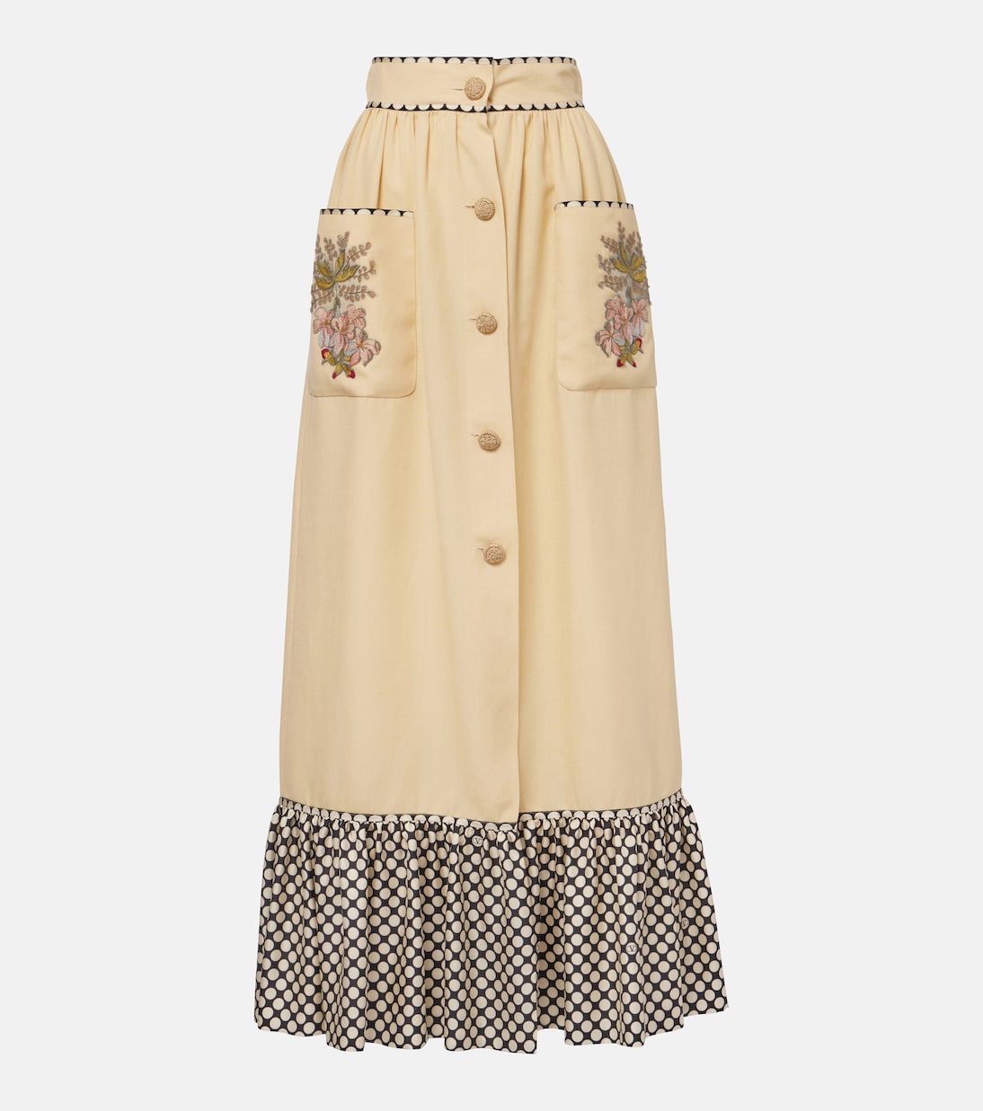 Plus De Pois embroidered maxi skirt | Valentino
