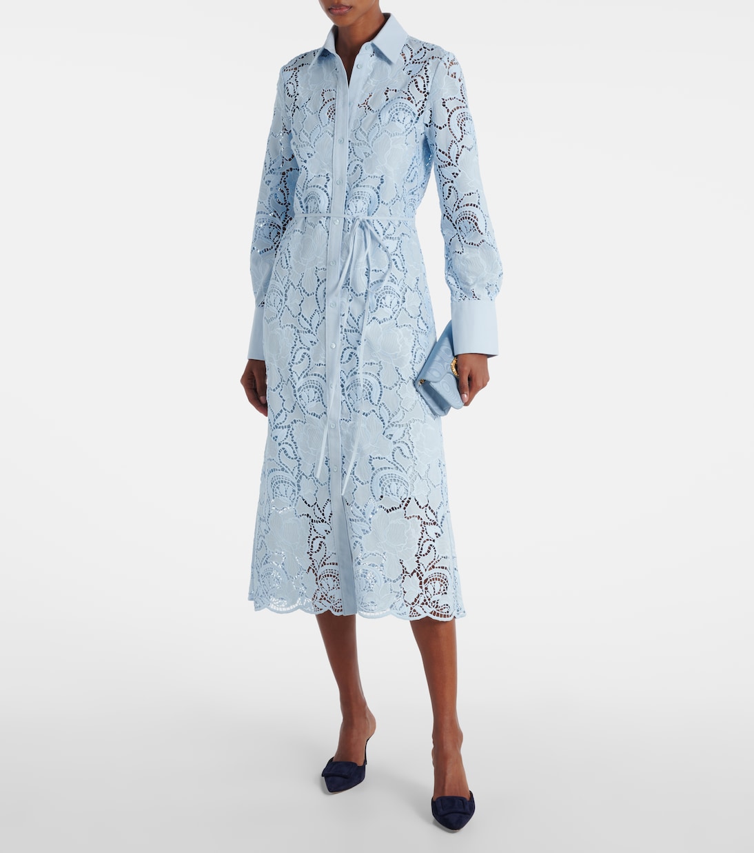 Vestido camisero de algodón cortado a láser | Erdem