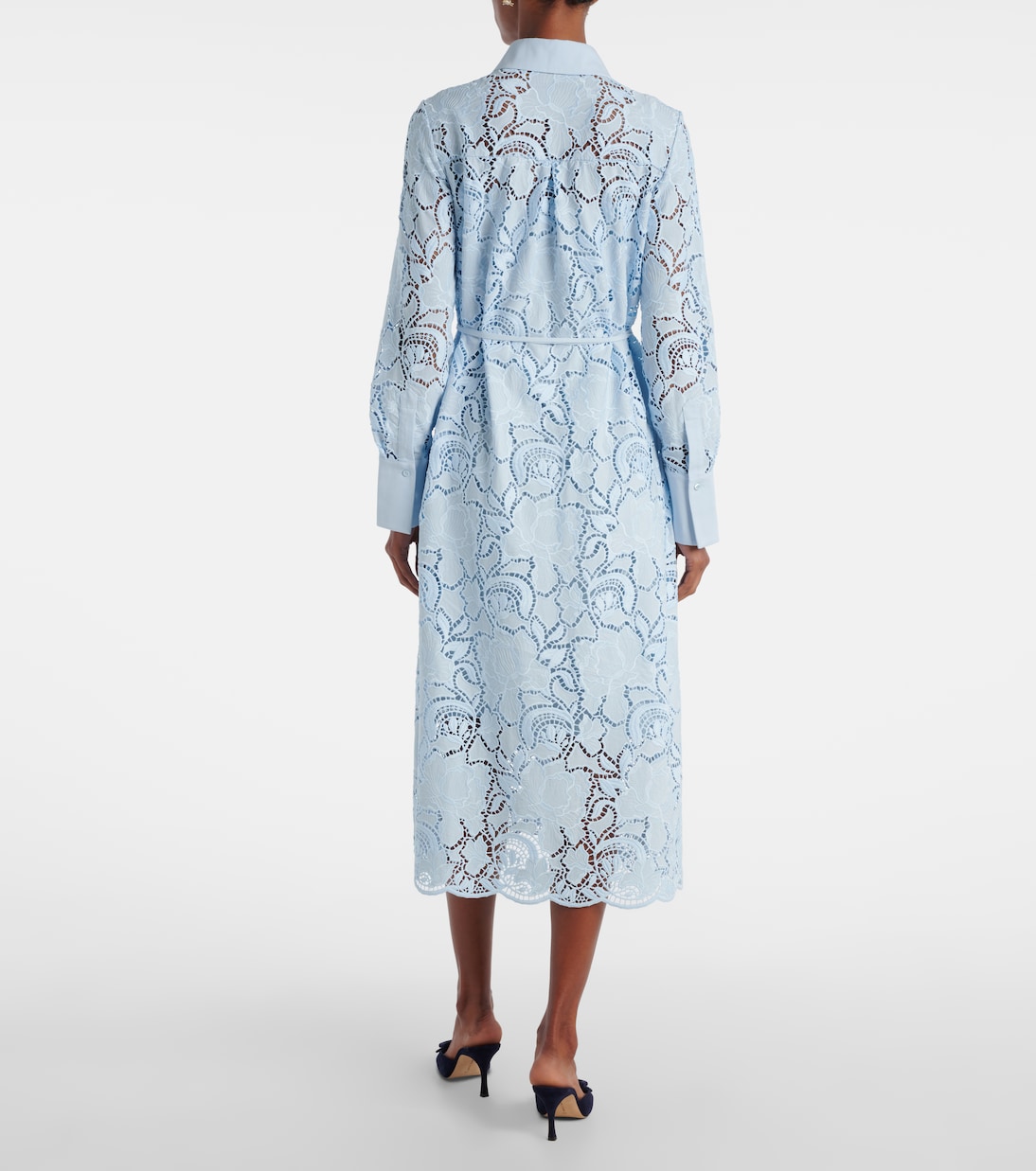 Vestido camisero de algodón cortado a láser | Erdem