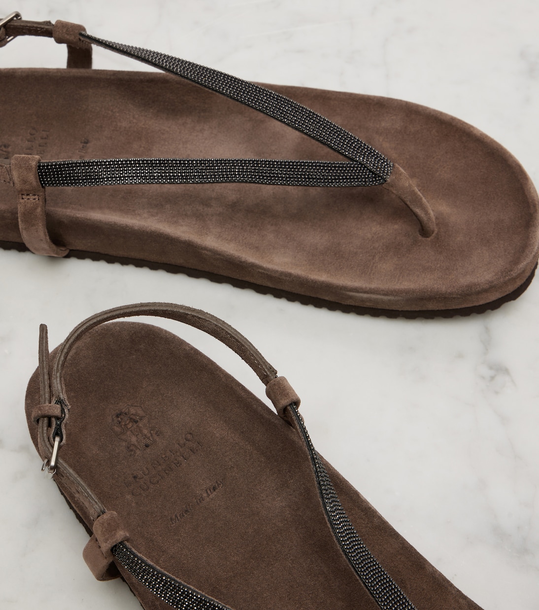 Monili suede thong sandals | Brunello Cucinelli