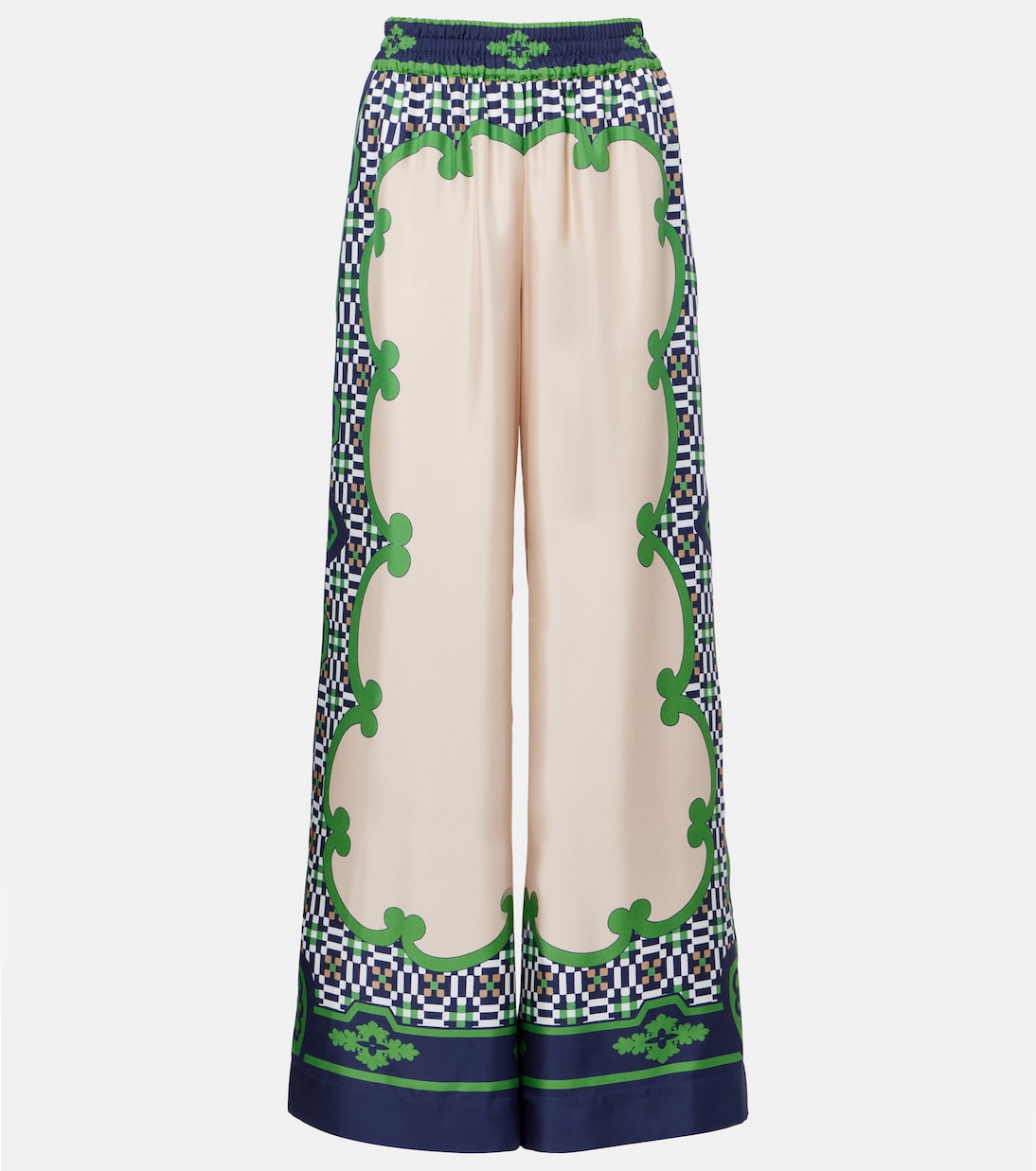 Printed silk twill palazzo pants  | La DoubleJ