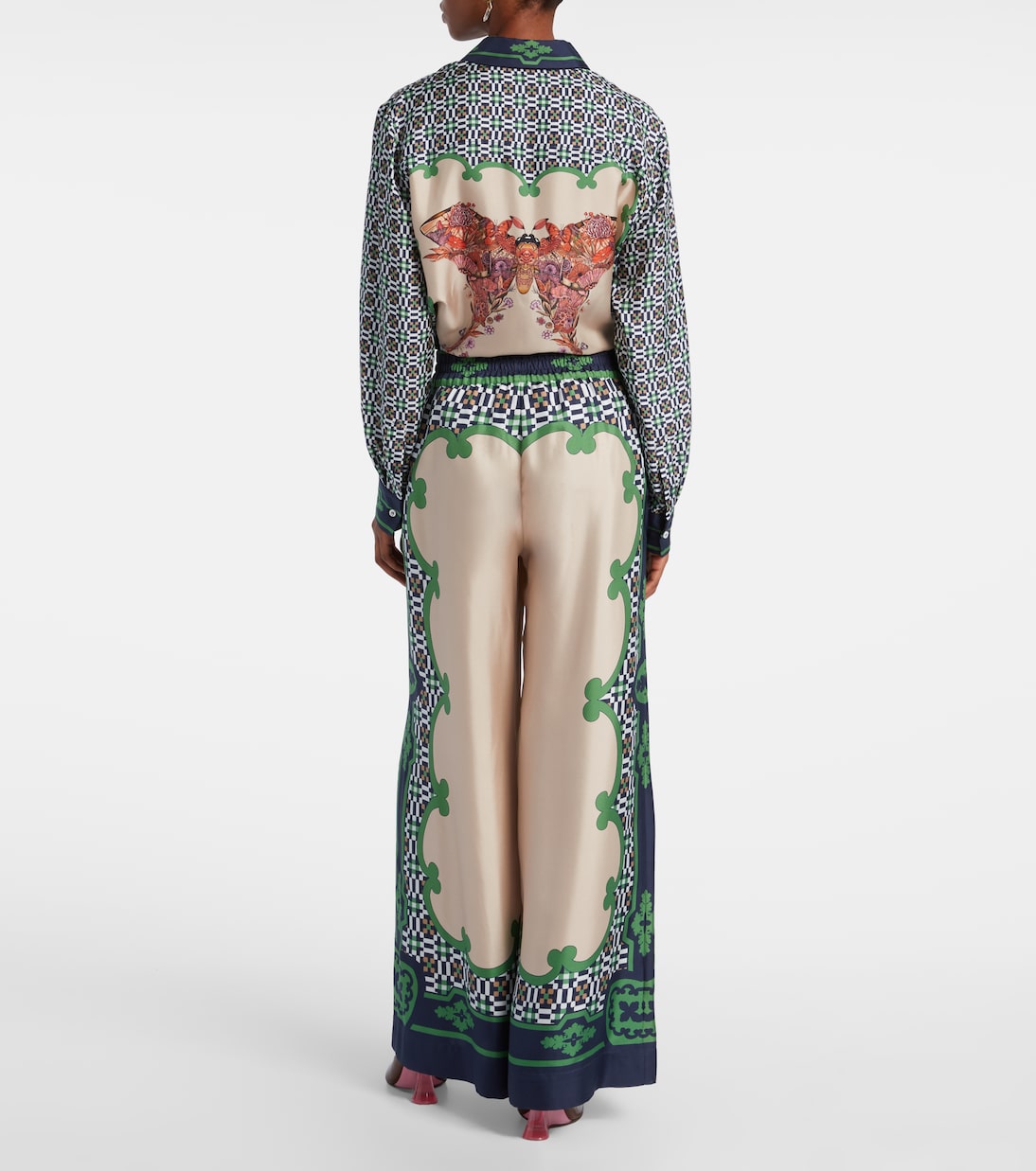 Printed silk twill palazzo pants  | La DoubleJ