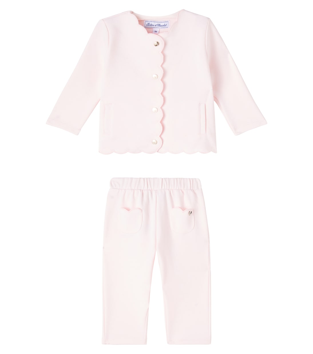 Baby scalloped cardigan and pants set | Tartine et Chocolat