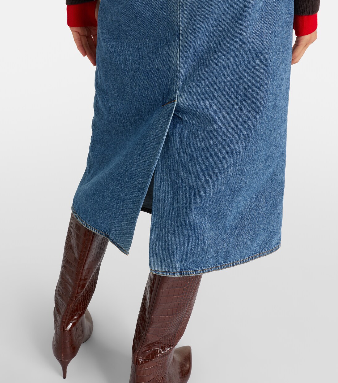 Peplum denim midi skirt | Plan C